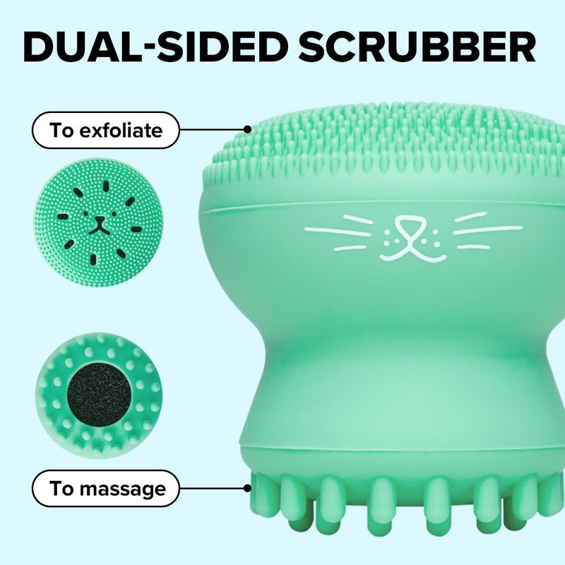 I Dew Care Cleansing Tool - Pawfect Face Scrubber | 3-in-1 Cute Silicone Pore Cleanser, Exfoliator, and Massager with Sponge - Image 2
