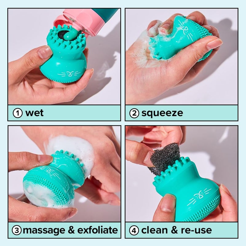 I Dew Care Cleansing Tool - Pawfect Face Scrubber | 3-in-1 Cute Silicone Pore Cleanser, Exfoliator, and Massager with Sponge - Image 3