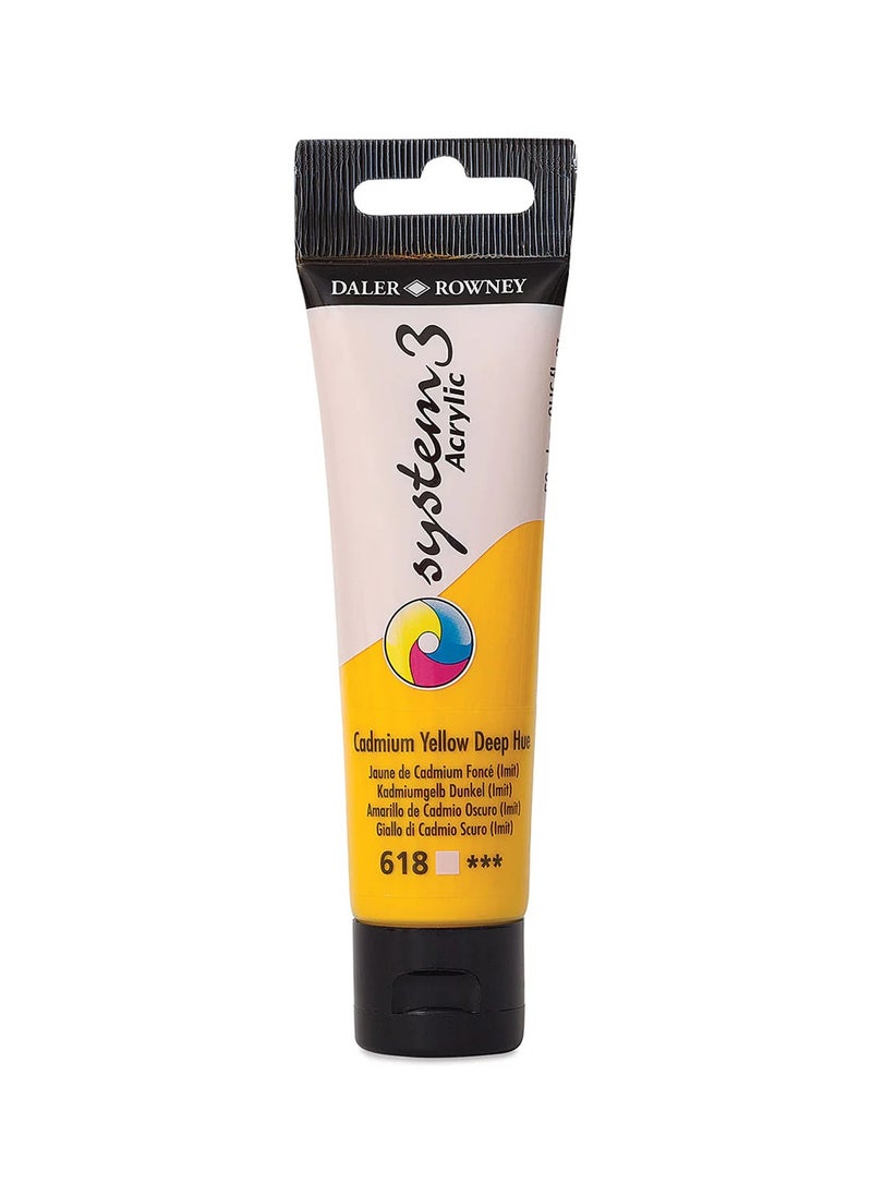 Daler Rowney System3 Acrylic Paint Tube 59ml Cadmium Yellow Deep Hue  - Image 2
