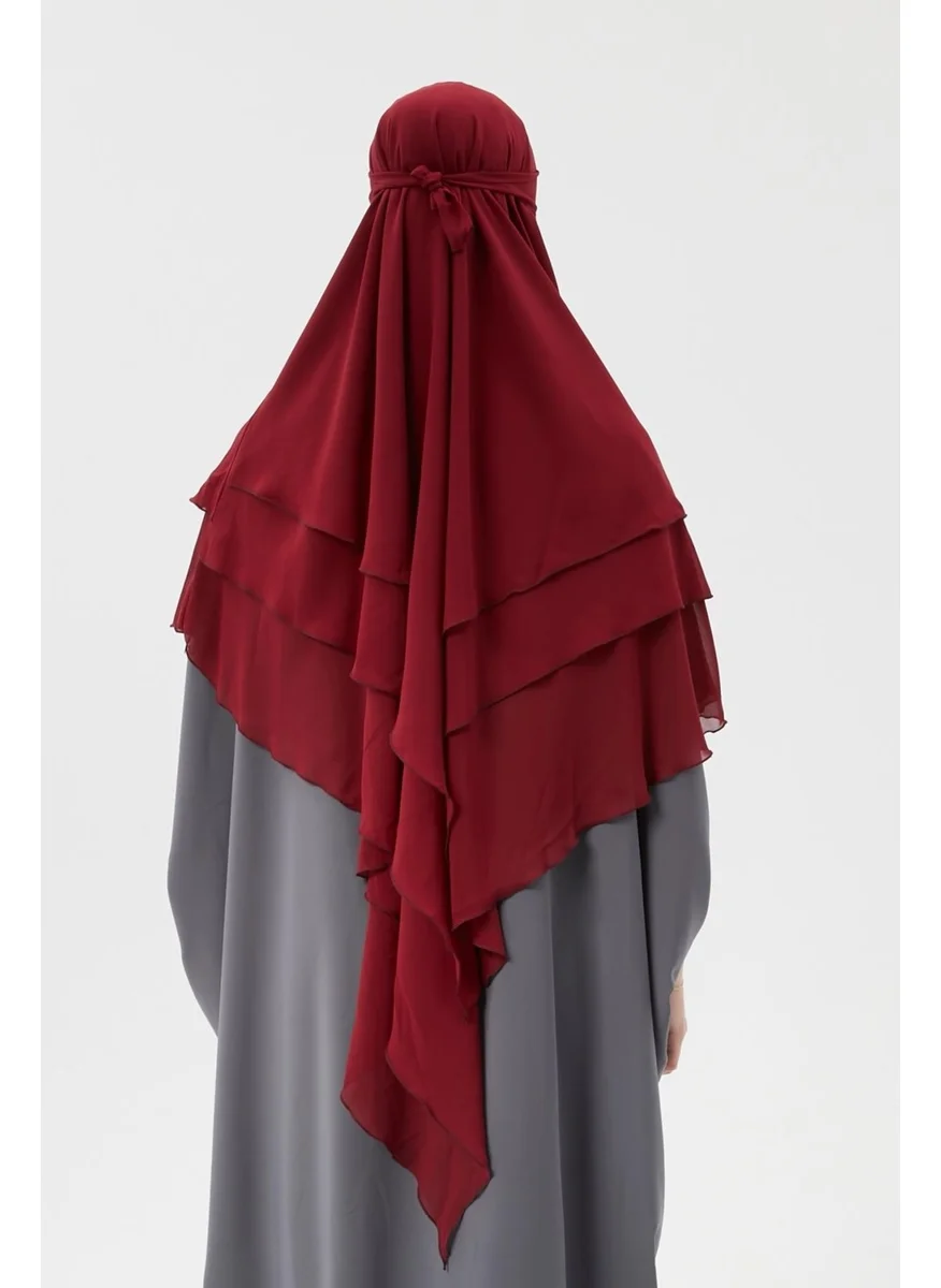 التوبة Ready Practical Chiffon Three Layer Veiled Triangle Hajj Umrah Shawl Soufflé Hijab Nikap