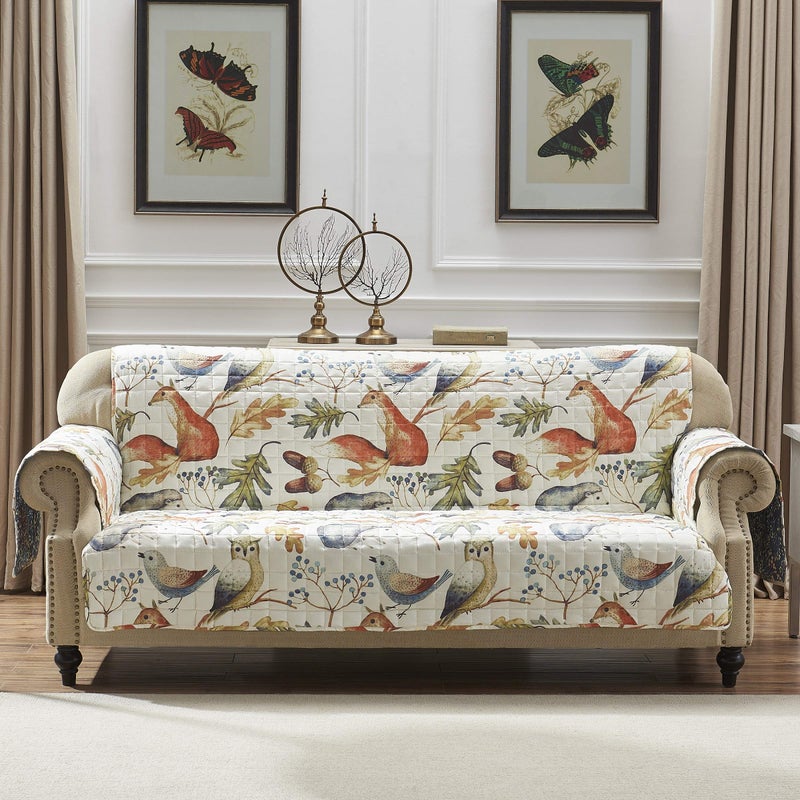 Greenland Home Fashions Greenland Home Willow Reversible Slipcover  Furniture Protector  Sofa  Natural 