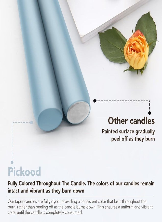 Pickood 10-Inch Tall Dripless Taper Candles Set of 4 - Baby Blue Tapered Candles, Perfect for Halloween,Fall - Smokeless, Unscented, Long Burning - Hand Poured, Colored Tall Candlesticks - Baby Azul - Image 3