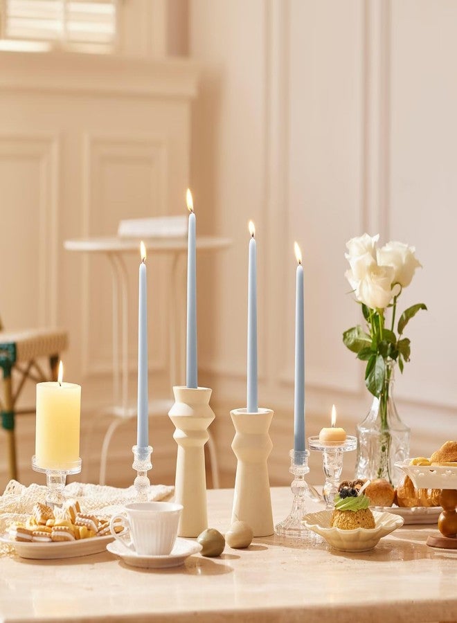 Pickood 10-Inch Tall Dripless Taper Candles Set of 4 - Baby Blue Tapered Candles, Perfect for Halloween,Fall - Smokeless, Unscented, Long Burning - Hand Poured, Colored Tall Candlesticks - Baby Azul - Image 4