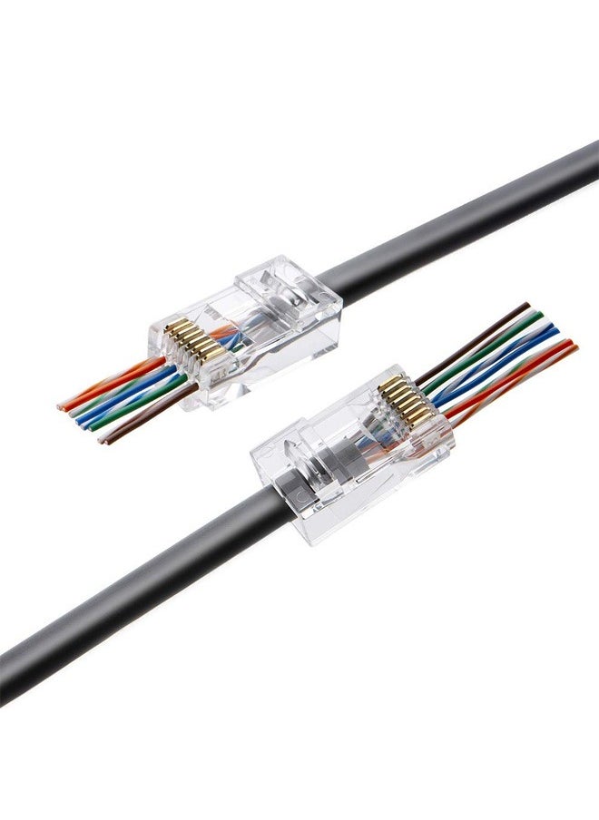 Taimi - Cable Creation RJ45 Pass Through Connectors Cat6 Gold Plated Modular Plug Unshielded Crimp Connector for Solid or Stranded UTP Ethernet Cable 100 Pcs - Image 1