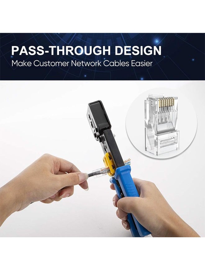 Taimi Cable Creation RJ45 Pass Through Connectors Cat6 Gold Plated Modular Plug Unshielded Crimp Connector for Solid or Stranded UTP Ethernet Cable 100 Pcs  - Image 5