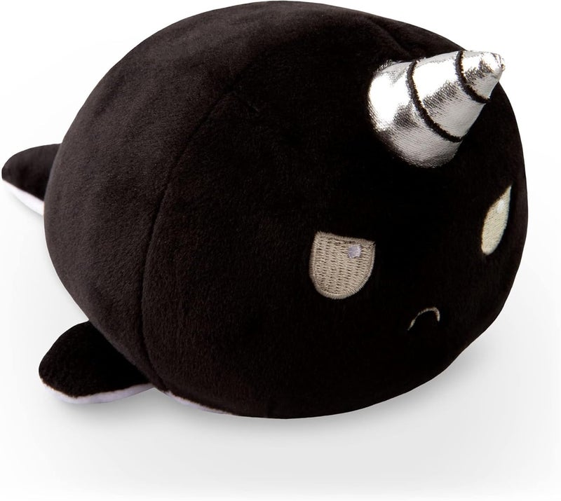 TeeTurtle | The Original Reversible Narwhal Plushie | Patented Design | Black and White | Show Your Mood Without Saying a Word!, White/Black - Image 1