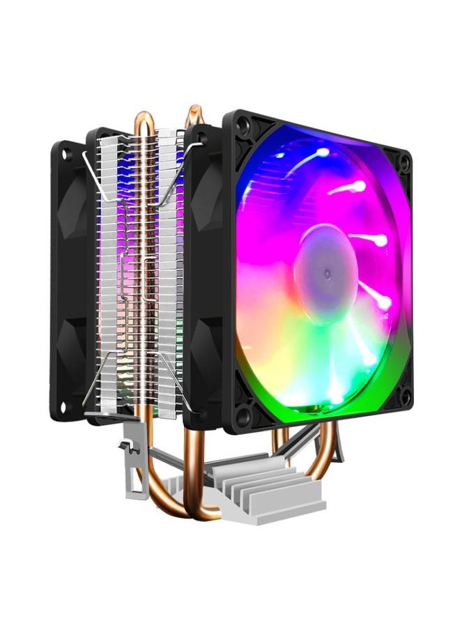 BURAQ - COOLMOON Frost Double Copper Tube CPU Fan Desktop PC Illuminated Silent AMD Air-Cooled Cooler, Style: P22 Streamline Edition Double Fan - Image 1