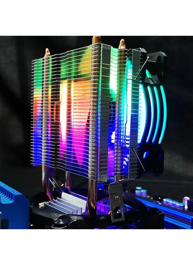 BURAQ - COOLMOON Frost Double Copper Tube CPU Fan Desktop PC Illuminated Silent AMD Air-Cooled Cooler, Style: P22 Streamline Edition Double Fan - Image 1