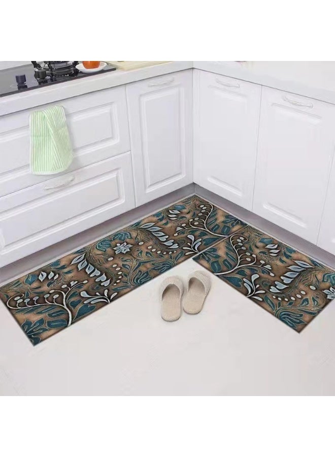 آنا قطعتين سجادة مصنوعة من الفرو المضاد للانزلاق، مقاومة للأوساخ، مع طباعة، بحجم 40*60 + 40*120 سم - Image 1