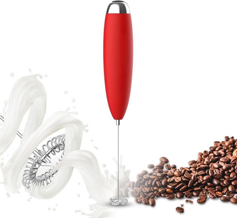 Electric Milk Frother Handheld For Coffee Upgraded Motor Electric Whisk Durable Low Noise Mini Drink Mixer Portable Foam Maker For Cold Milk Bulletproof Coffee Latte Cappuccino Matcha in Kitchen Red