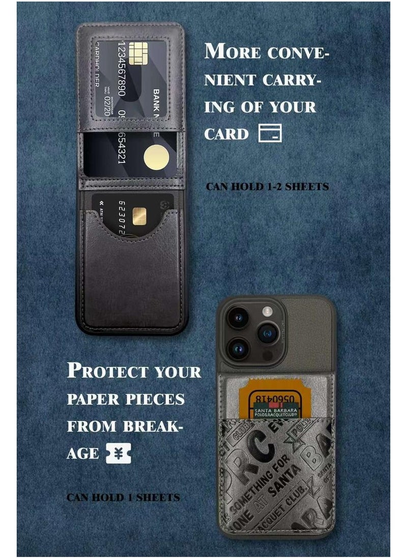 SANTA BARBARA POLO & RACQUET CLUB Hulda Series Genuine Leather Wallet Stand Case Compatible with iPhone 15 Pro – Card Holder Pocket with Kickstand, Suede Lining, Threaded Embroidery, Slim Fit Shockproof Cover, Wireless Charging Support – Grey  - Image 3