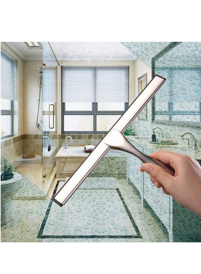 SYOSI Shower Squeegee, Stainless Steel Wiper Shower Squeegee, Multi- Purpose Household Cleaning Wiper for Shower Doors, Bathroom - Image 2