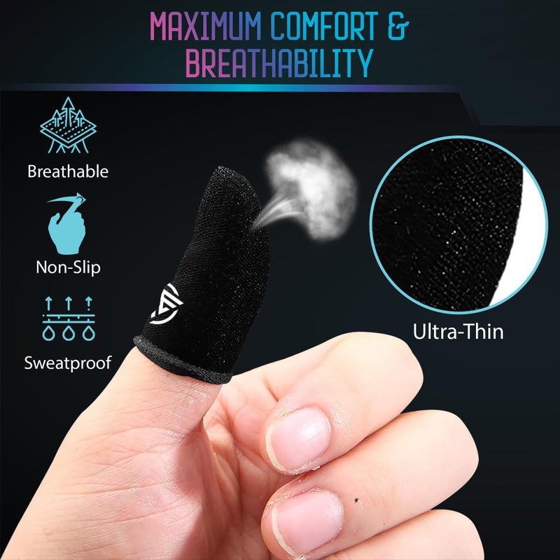 Nexus Elite Gaming Finger Sleeves 6-Pack,0.15mm Ultra-Thin Carbon Fiber,Anti-Sweat & Anti-Slip,Universal for Touchscreen Phones & Tablets (Black - Essentials) - Image 3