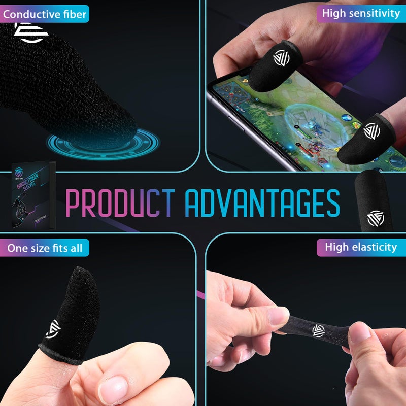 Nexus Elite Gaming Finger Sleeves 6-Pack,0.15mm Ultra-Thin Carbon Fiber,Anti-Sweat & Anti-Slip,Universal for Touchscreen Phones & Tablets (Black - Essentials) - Image 4