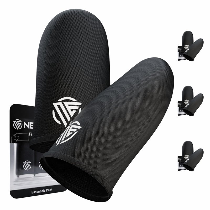 Nexus Elite Gaming Finger Sleeves 6-Pack,0.15mm Ultra-Thin Carbon Fiber,Anti-Sweat & Anti-Slip,Universal for Touchscreen Phones & Tablets (Black - Essentials) - Image 1