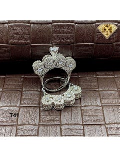 3Diamonds Wedding Twins Ring For Women Platinum Plated