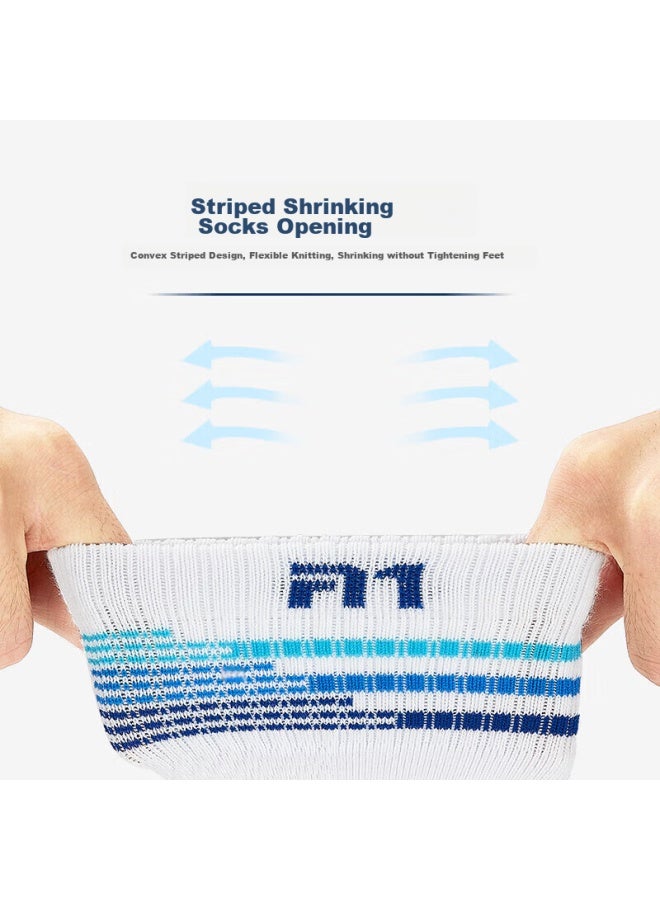 Taan Men's Thickened Mid-calf Badminton Socks With Towel Bottom, T513 White And Blue, 3 Pairs - Image 5