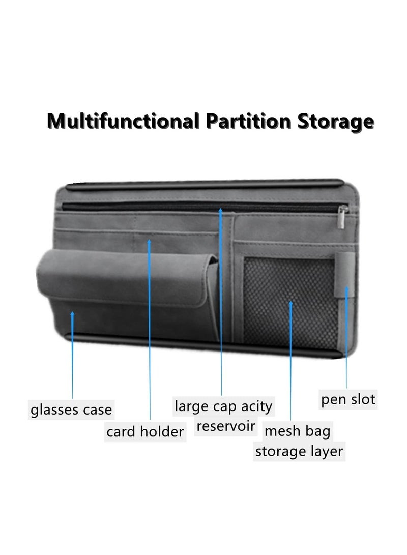 KASTWAVE Car Sun Visor Organizer, Auto Interior Accessories Storage Pocket Organizer with Multi-Pocket Net Zipper Pouch Sunglass Holder for Car Truck SUV Case Bag for Card License Registration  - Image 4