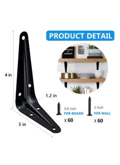 SYOSI 20 Pack Shelf Brackets, SYOSI Heavy Duty Black Metal Floating Shelf Bracket, Rustic Farmhouse Decorative Iron Bracket  - Image 3