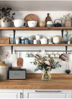 SYOSI 20 Pack Shelf Brackets, SYOSI Heavy Duty Black Metal Floating Shelf Bracket, Rustic Farmhouse Decorative Iron Bracket  - Image 2