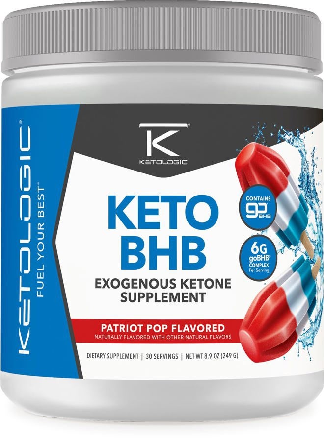 Ketologic Keto BHB (Patriot Pop Flavor) 30 Servings - Exogenous Ketone Supplement with goBHB, Beta-Hydroxybutyrate Salts - Image 1