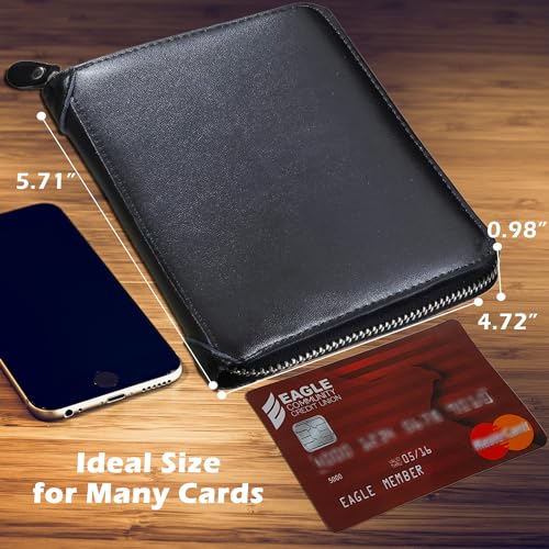 Yuhan Pretty Large Credit Card Holder Wallet Genuine Leather Passport Holder 42 Card Slots (Black) - Image 2