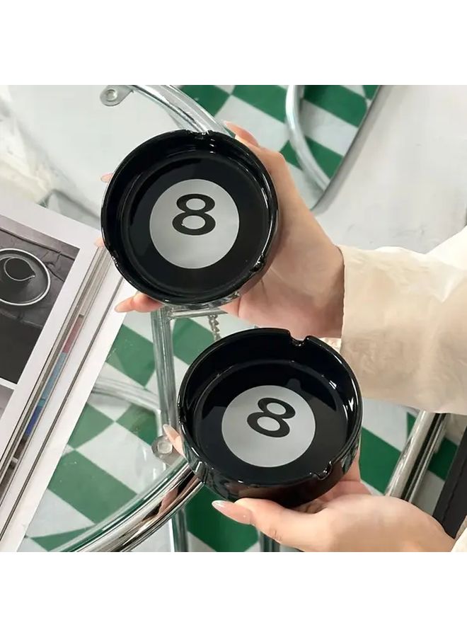 Black Ceramic Number 8 Ashtray Roulette Inspired Shape Durable Smoke Free Tray for Billiard Tables Bars Parties Poker Nights Ideal Gift for Smokers Compatible with Cigarettes Cigars - Image 5