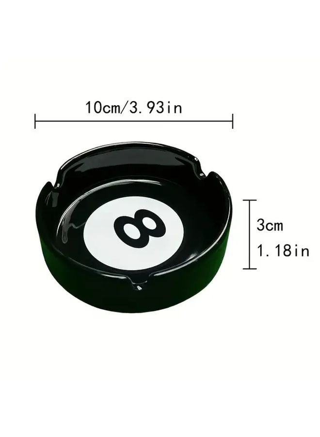 Black Ceramic Number 8 Ashtray Roulette Inspired Shape Durable Smoke Free Tray for Billiard Tables Bars Parties Poker Nights Ideal Gift for Smokers Compatible with Cigarettes Cigars - Image 3
