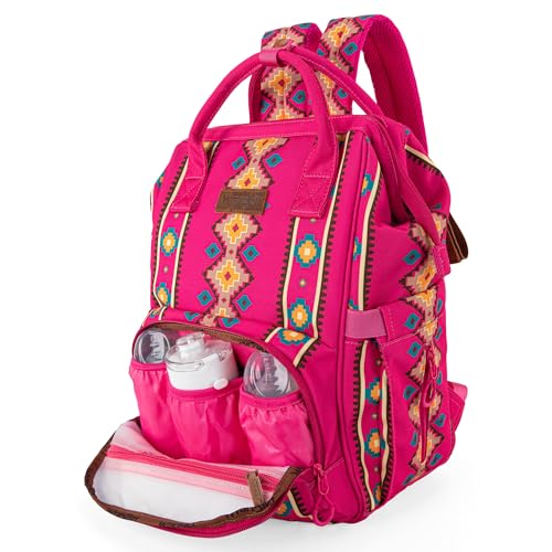 Wrangler Aztec Backpack Organized Daypack Travel Baby Bag with Stroller Strap and Side Bottle Pockets WG22049110HPK - Image 3