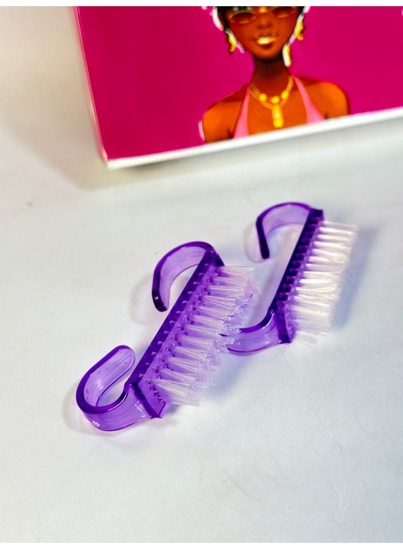 Mini Handle Nail Brush – Small Fingernail & Pedicure Cleaning Brush for Hands and Feet – Soft Bristles, Lightweight Plastic Handle may vary color 2PCS - Image 1