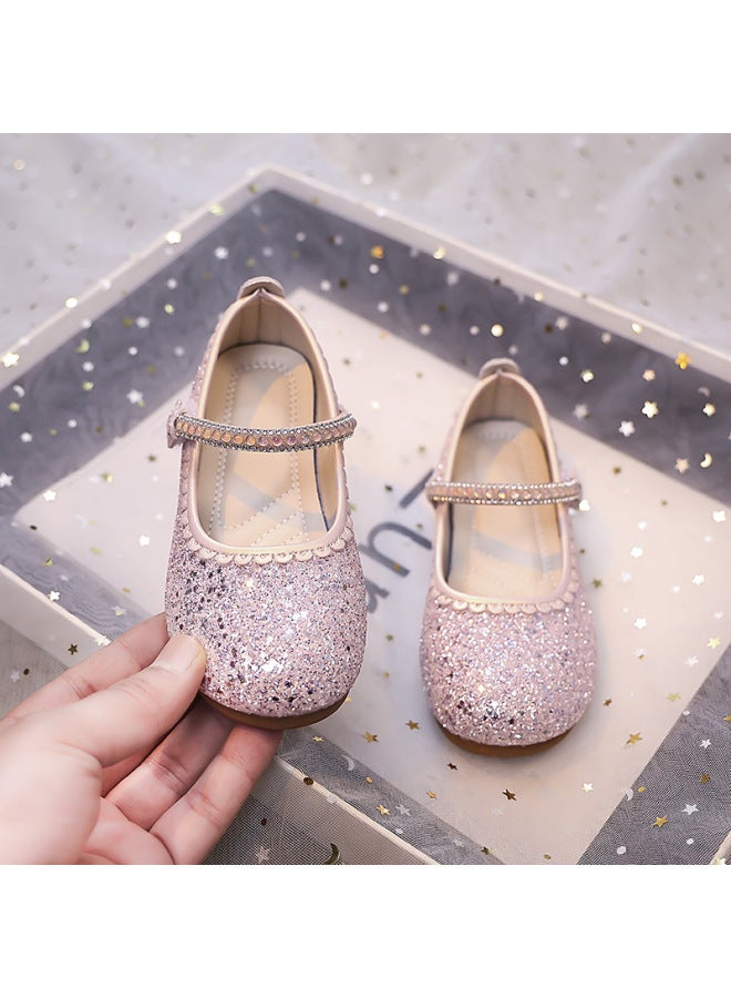 Simple Glitter Princess Shoes Girls Leather Shoes Sweet Children's Performance Shoes