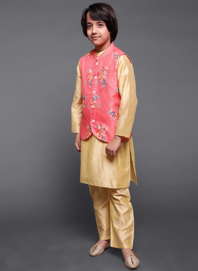 AKS Floral Printed Nehru Jacket Set for Boys - Image 5