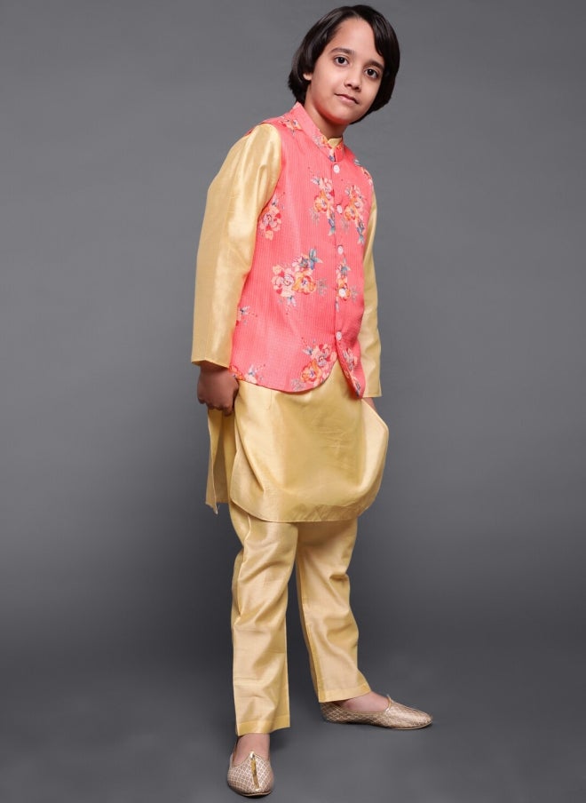 AKS Floral Printed Nehru Jacket Set for Boys - Image 4