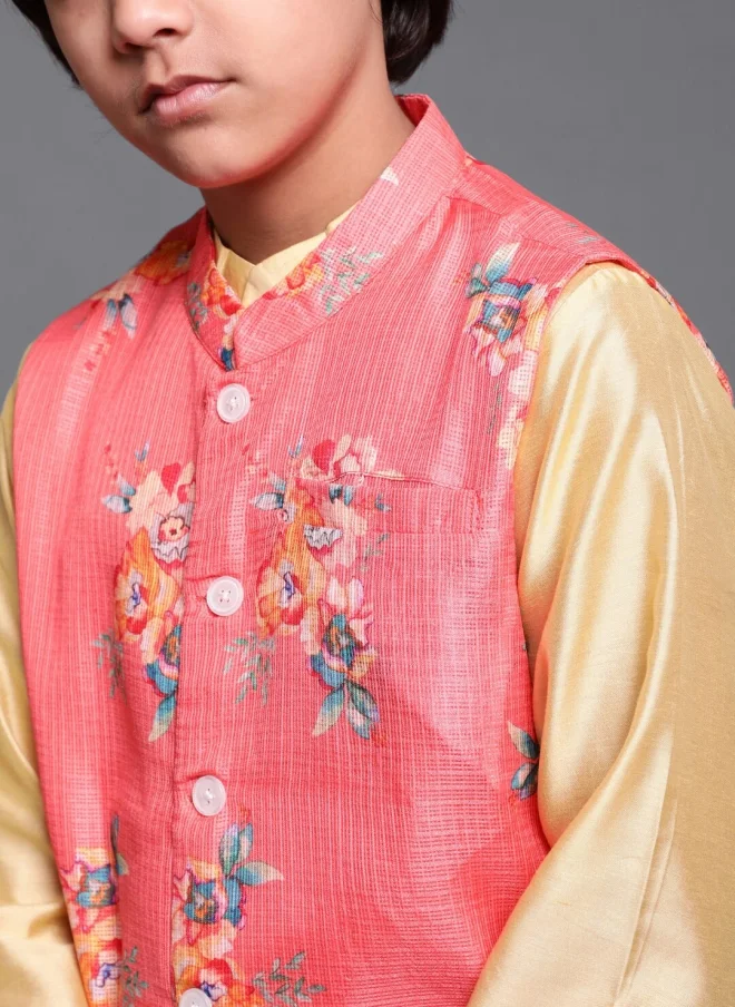 AKS Floral Printed Nehru Jacket Set for Boys