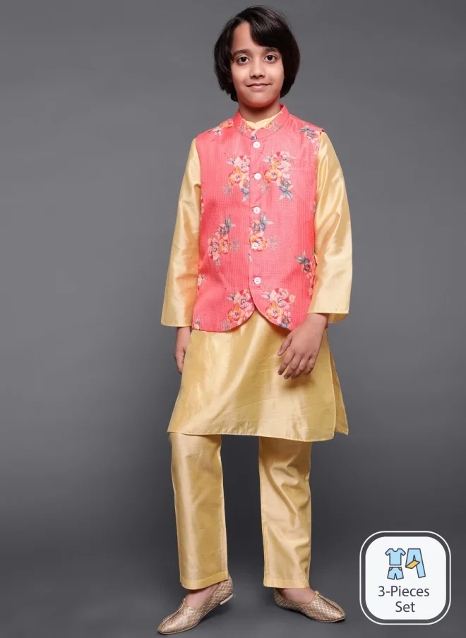 AKS Floral Printed Nehru Jacket Set for Boys