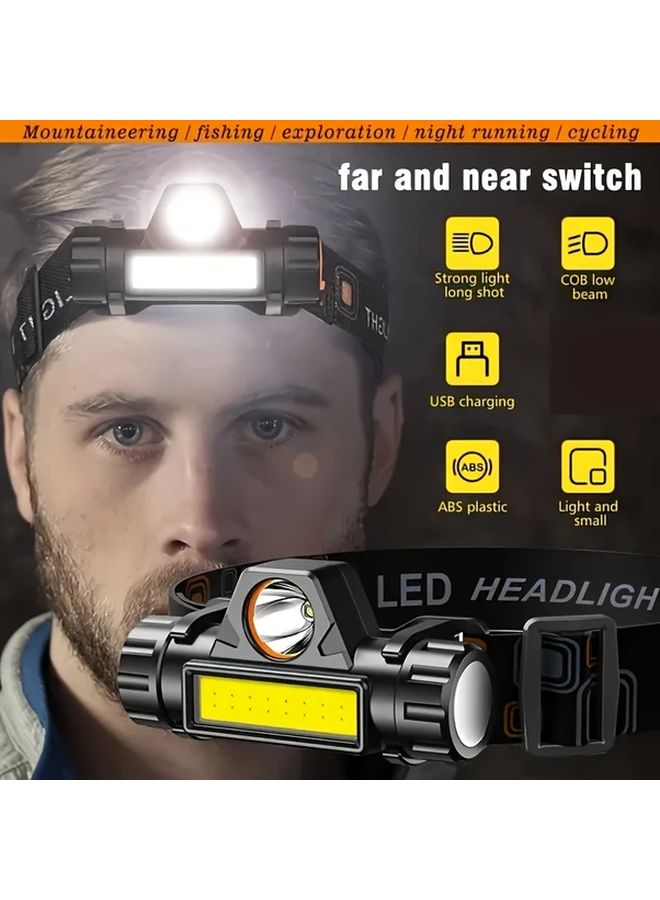Tactical LED Headlamp Black Super Bright USB Rechargeable Adjustable For Running Camping Hiking - Image 5