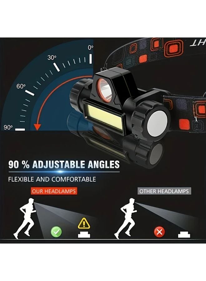 Tactical LED Headlamp Black Super Bright USB Rechargeable Adjustable For Running Camping Hiking - Image 3