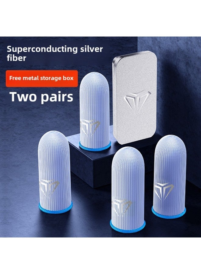 Luxury Game Finger Set Chicken Finger Set Glass Silver Fiber Ice Silk Gloves E-sports Breathable Sweat-proof Sliding Mobile Game Finger Set-Product Color:Two Pairs Of S03 ]  - Image 1