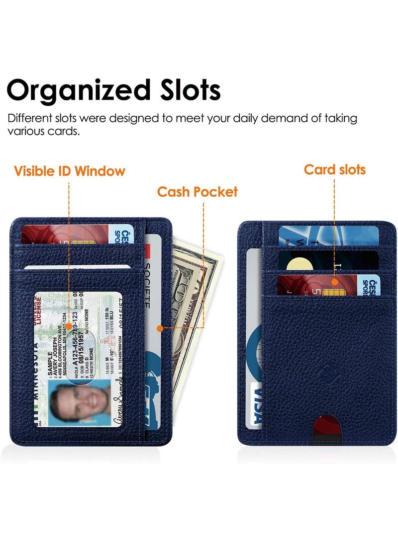 Slim Minimalist Front Pocket Wallet, RFID Blocking Credit Card Holder Card Cases with ID Window for Men Women (Navy) - Image 5