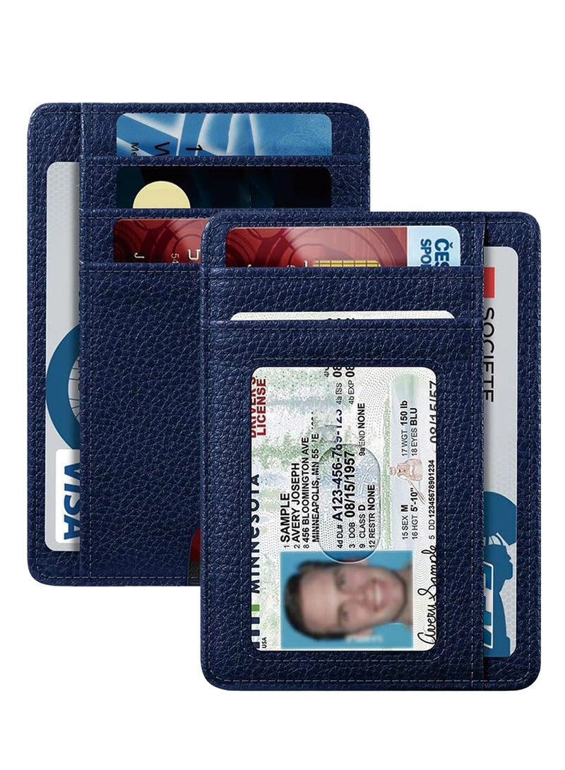Slim Minimalist Front Pocket Wallet, RFID Blocking Credit Card Holder Card Cases with ID Window for Men Women (Navy) - Image 1