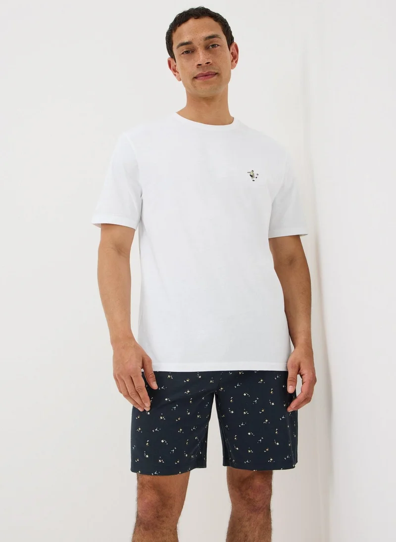 Matalan Navy Football Print Short Pyjama Set