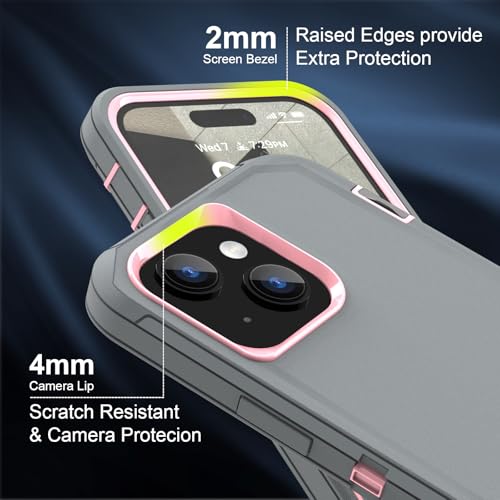 Sansunto for iPhone 13 Case, Phone Case for 15 & 14, Protective Heavy Duty Shockproof 3 in 1 Silicone Rubber Cover, Rugged Hybrid Durable Phone Case for iPhone 6e in 6.1 Inch - Image 2