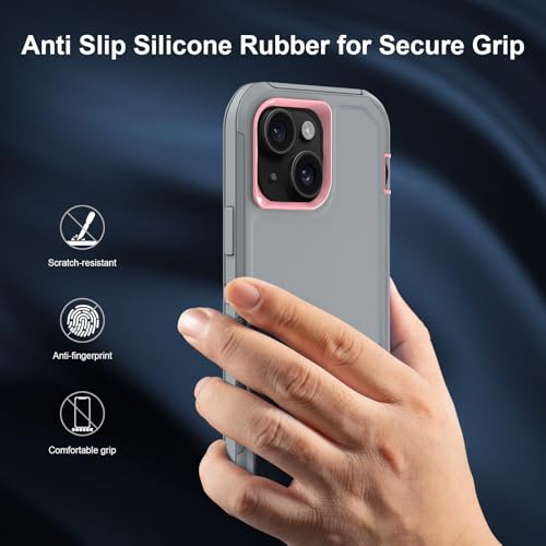 Sansunto for iPhone 13 Case, Phone Case for 15 & 14, Protective Heavy Duty Shockproof 3 in 1 Silicone Rubber Cover, Rugged Hybrid Durable Phone Case for iPhone 6e in 6.1 Inch - Image 4