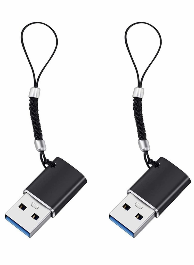Excefore USB C to USB 3.0 Adapter, 2 Pcs Protable USB C Female to USB A Male Adapter with Rope - Image 1