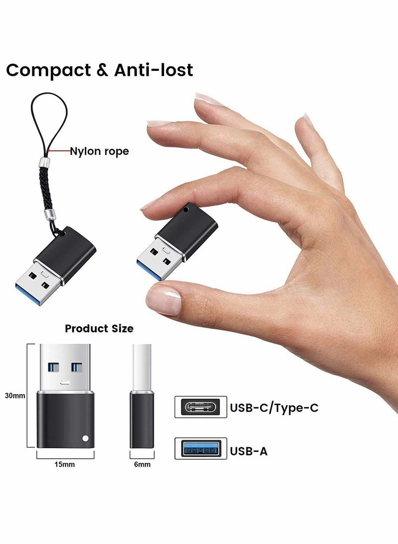 Excefore USB C to USB 3.0 Adapter, 2 Pcs Protable USB C Female to USB A Male Adapter with Rope - Image 5