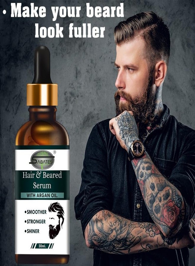 Sabates Hair & Beared Serum |Beard Growth Oil, Fast Growth, Non Sticky Greasy, Thick Beard, Nourishment |100% Natural Formula Argan Oil, Improves Beard Volume & Texture | Beared Serum Pack Of 3 - Image 3