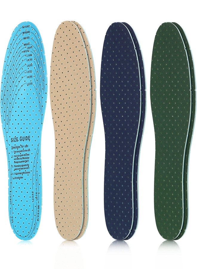 Sintege 3 Pairs Breathable Shoe Insoles Inserts Soft Cushioning Double-Layer Latex Foam Perforated Replacement Insoles for Men 7-11 Woman 2-8(Khaki, Green, Blue) - Image 1