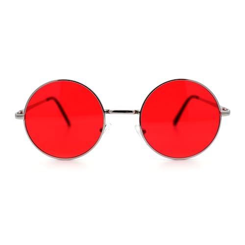SA106 Summer Color Gradient Lens Circle Lens Round Hippie Sunglasses (silver, red) - Image 4
