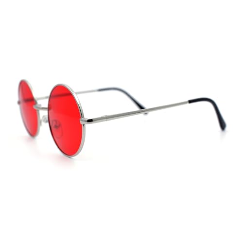 SA106 Summer Color Gradient Lens Circle Lens Round Hippie Sunglasses (silver, red) - Image 5