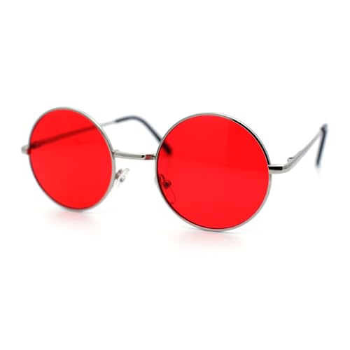 SA106 Summer Color Gradient Lens Circle Lens Round Hippie Sunglasses (silver, red) - Image 3
